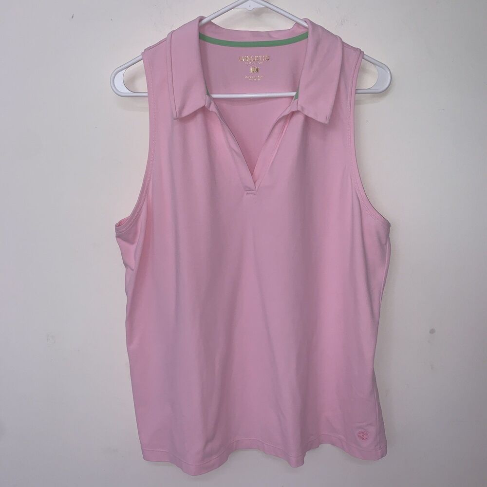 LILLY PULITZER Luxletic Pink Polo Womens XL UPF 50+ Sleeveless Preppy Pickleball